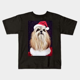 Shih tzu Santa Kids T-Shirt